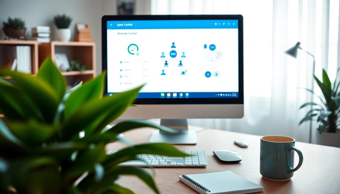 Control your devices effortlessly with 向日葵远程控制 in a modern workspace setup.