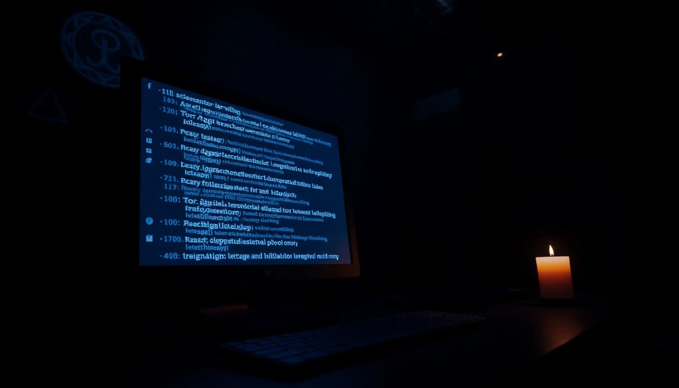 Explore the hidden wiki of the dark web, showcasing mysterious onion links and cryptic symbols in a captivating digital scene.