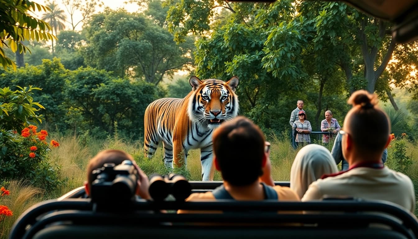 Admire la beauté de la faune indienne sur pandachi.fr avec un majestueux tigre du Bengale.