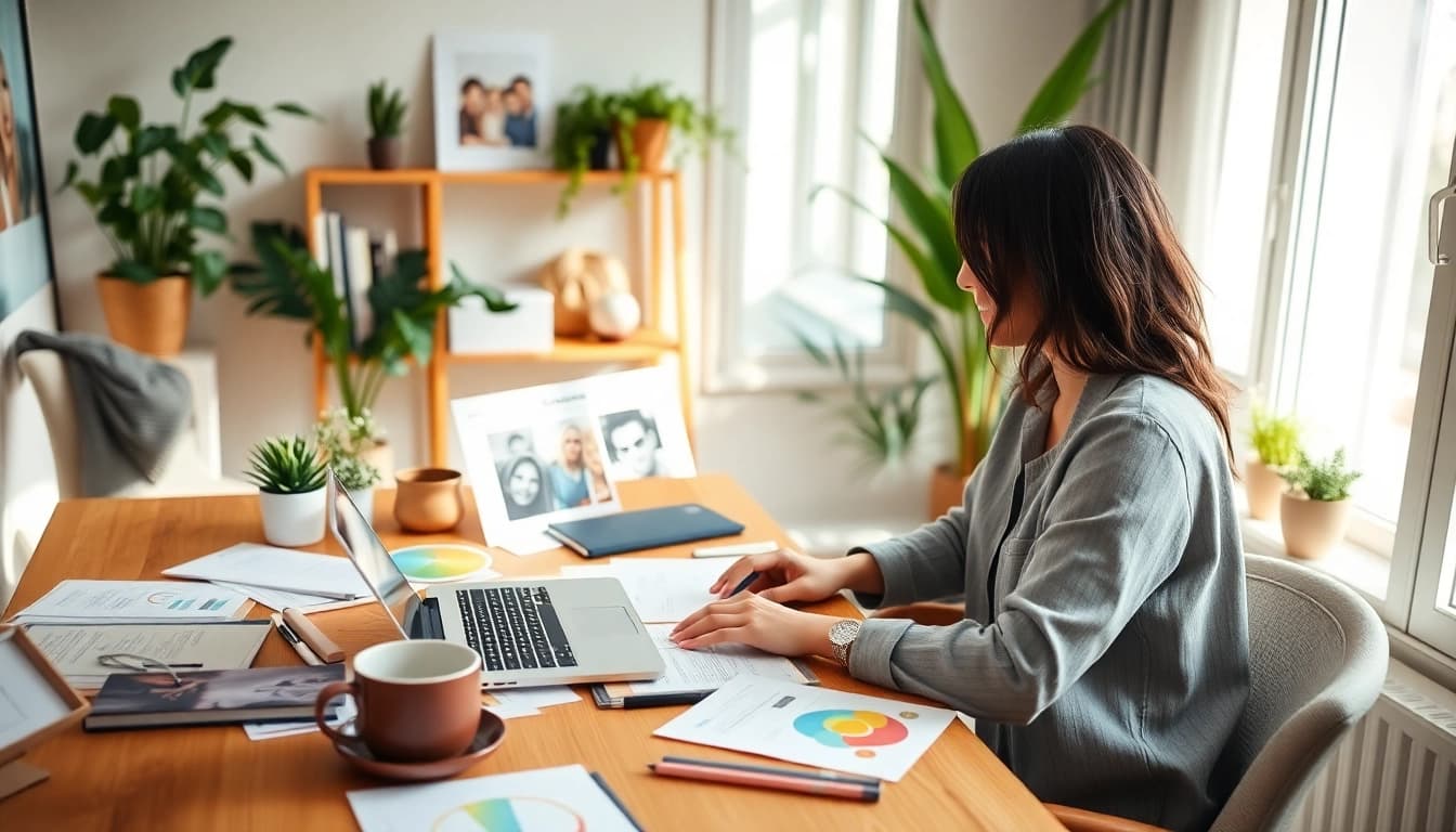 Explore tips and insights from https://giveaways4mom.com in a vibrant home office setting.