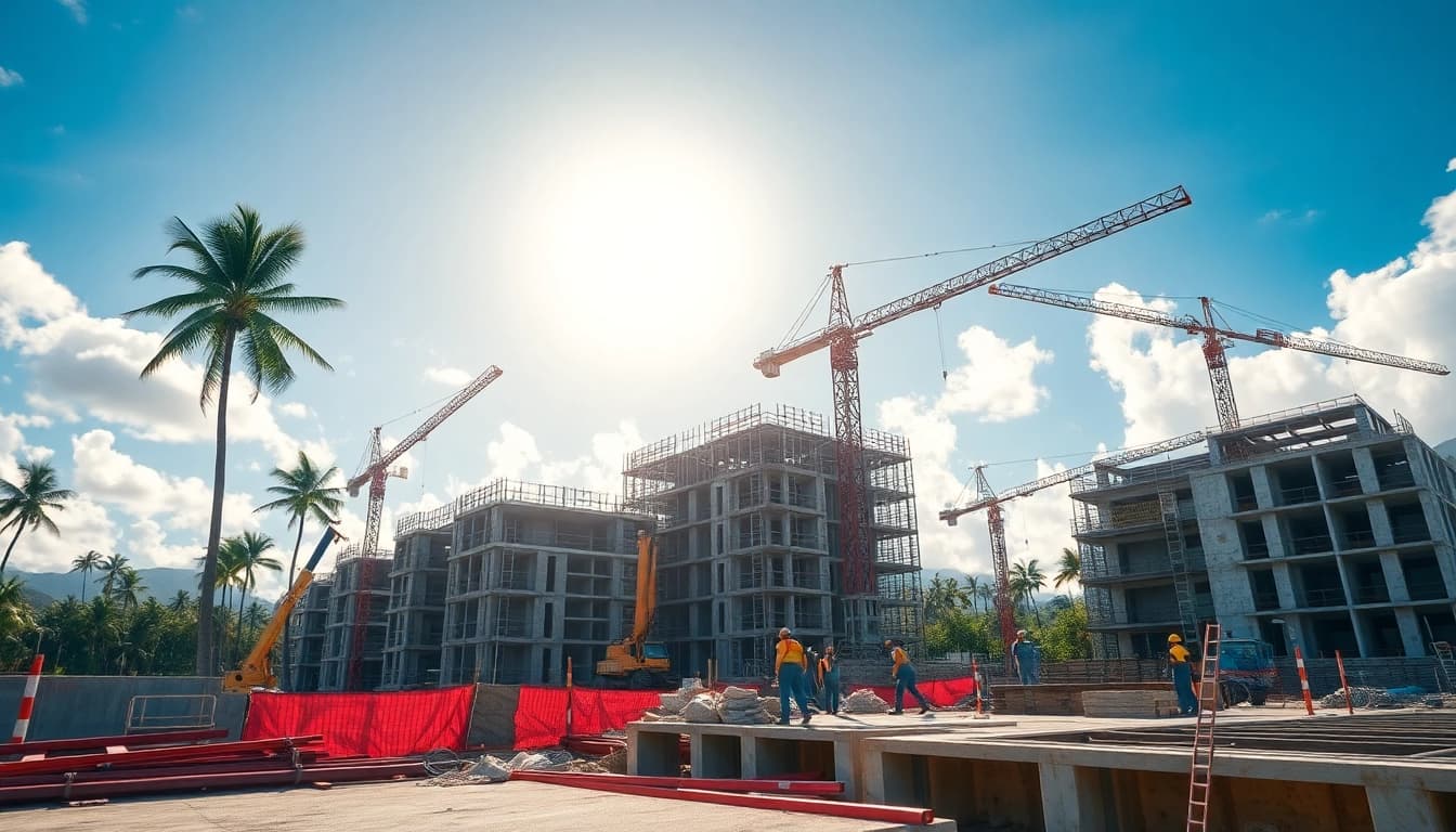 Latest hawaii construction news highlighting active construction site with workers and equipment.
