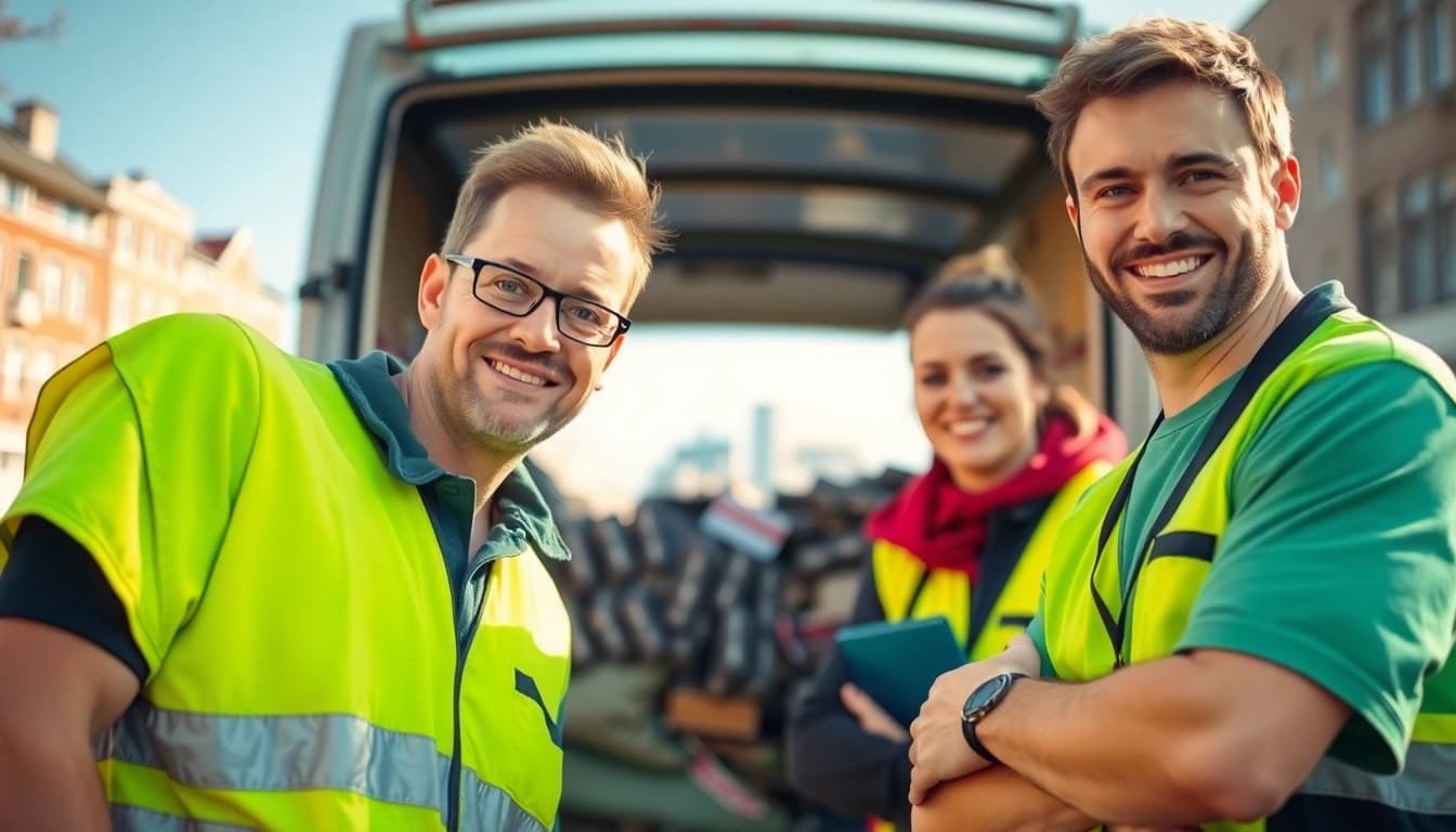 Schrottabholung Düsseldorf: Effizientes Team bei der Schrottabholung in Düsseldorf im Einsatz.