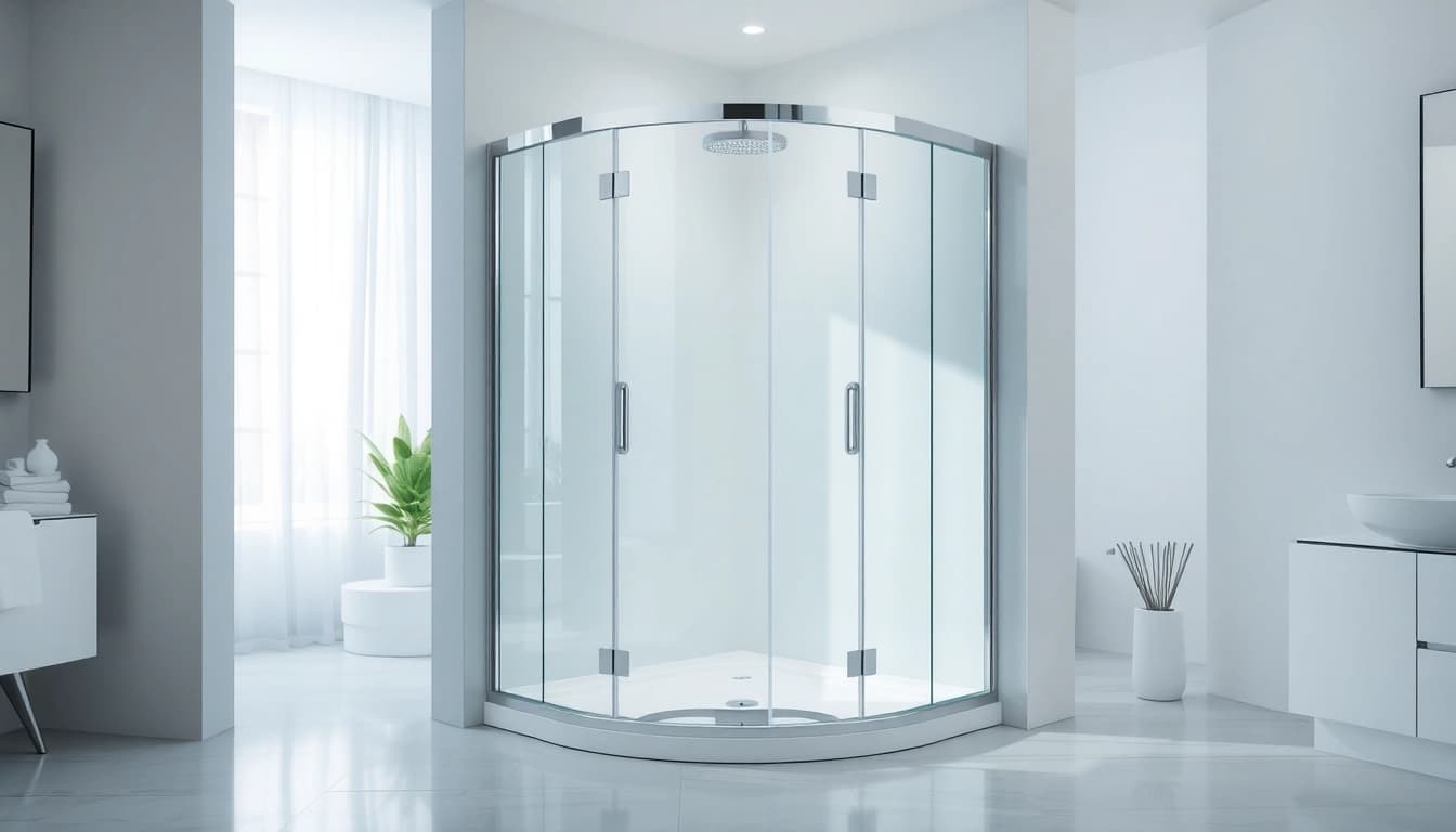 Duschkabine 80x80 eckeinstieg in modernem Bad mit eleganten Glasdetails und sanfter Beleuchtung.