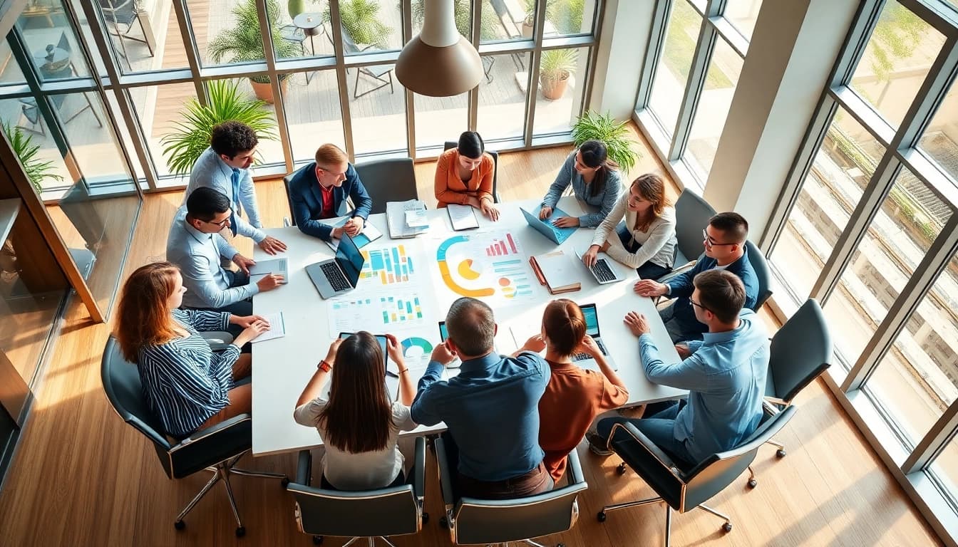 Showcasing a diverse team at an Agency collaborating and sharing innovative ideas.