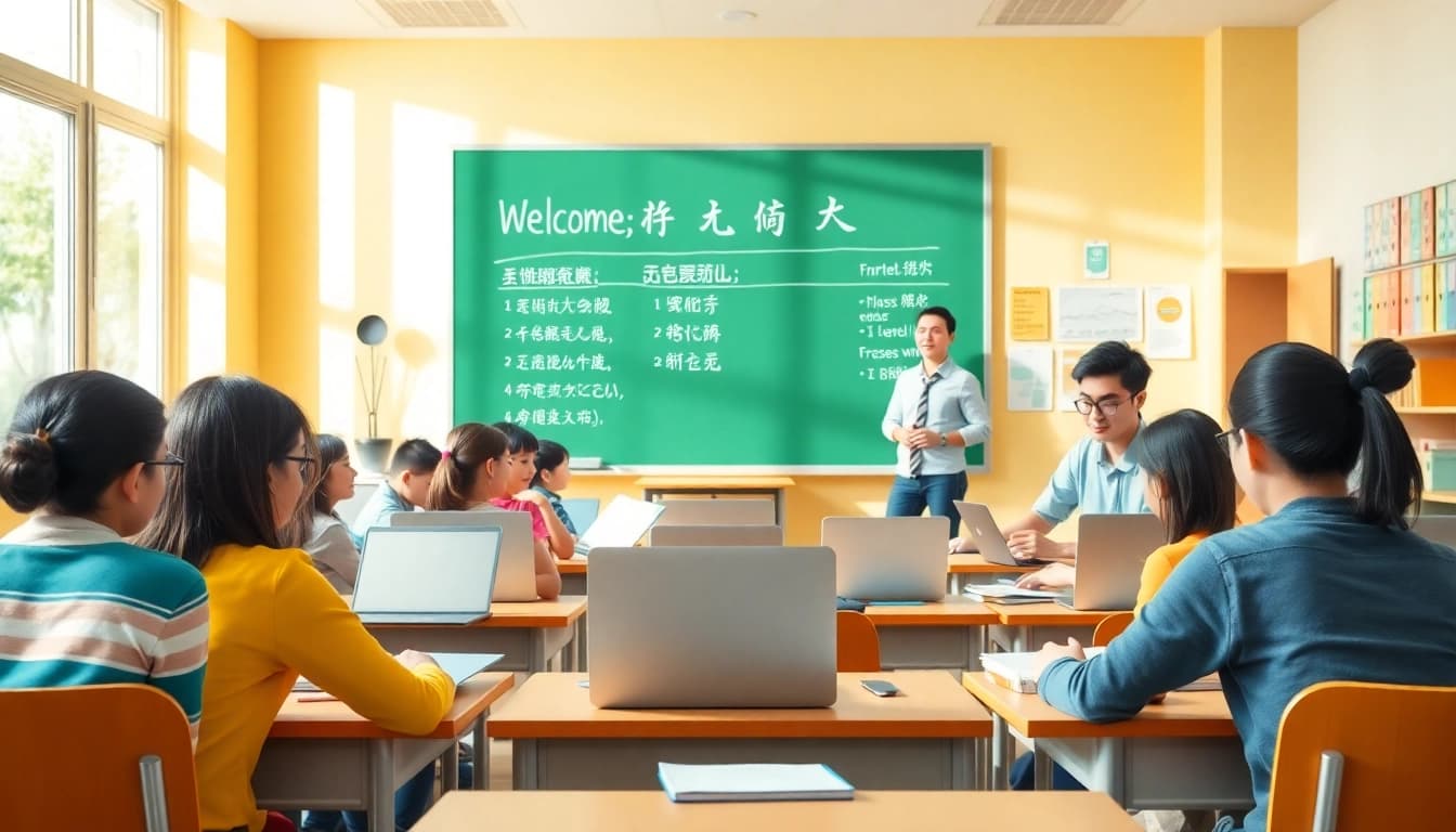 QQイングリッシュ クーポンを活用したインタラクティブな英語レッスンを受ける学生たち
