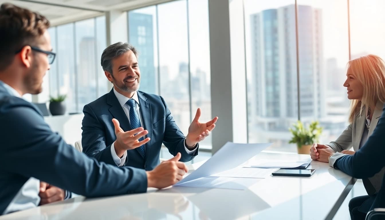 Lawyer providing strategic legal advice on https://www.inmotionlaw.com in a professional office.