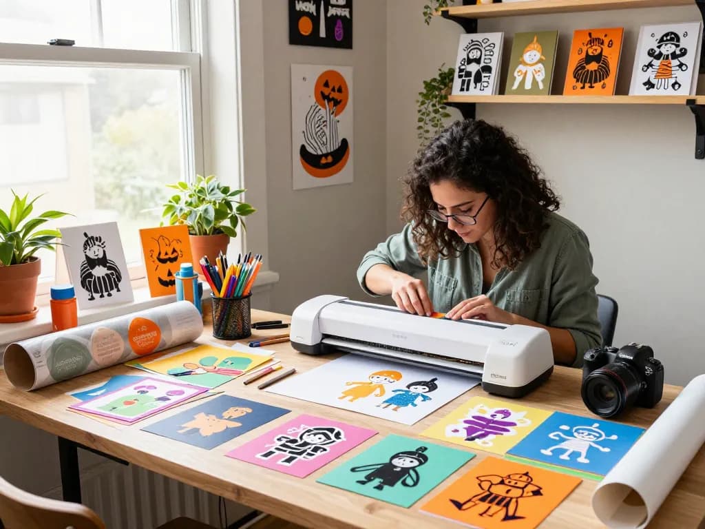 Crafting vibrant SVG designs for Cricut in a cozy home studio.
