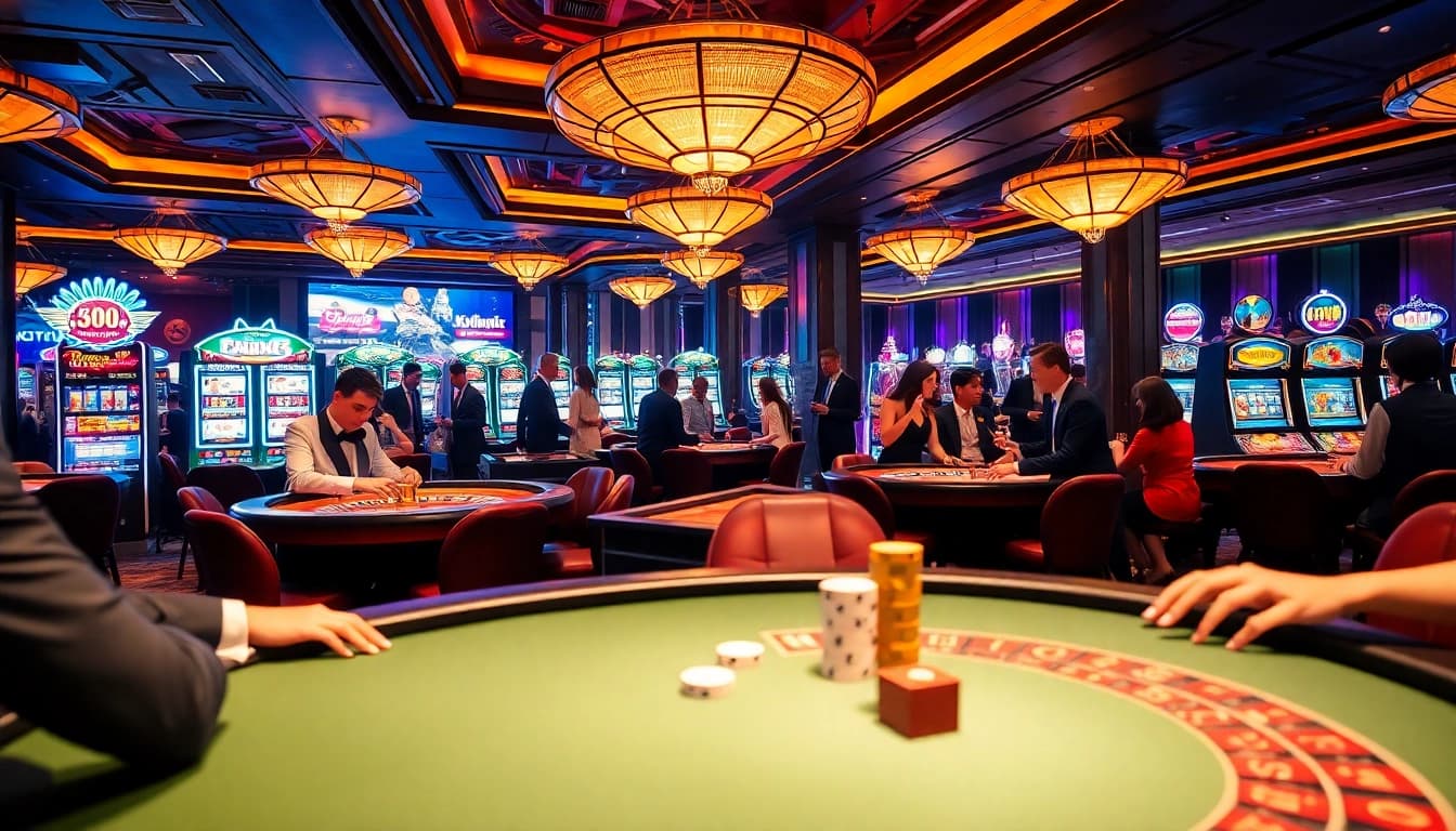Casino gaming experience at KJC AC 2 with vibrant tables and slot machines.