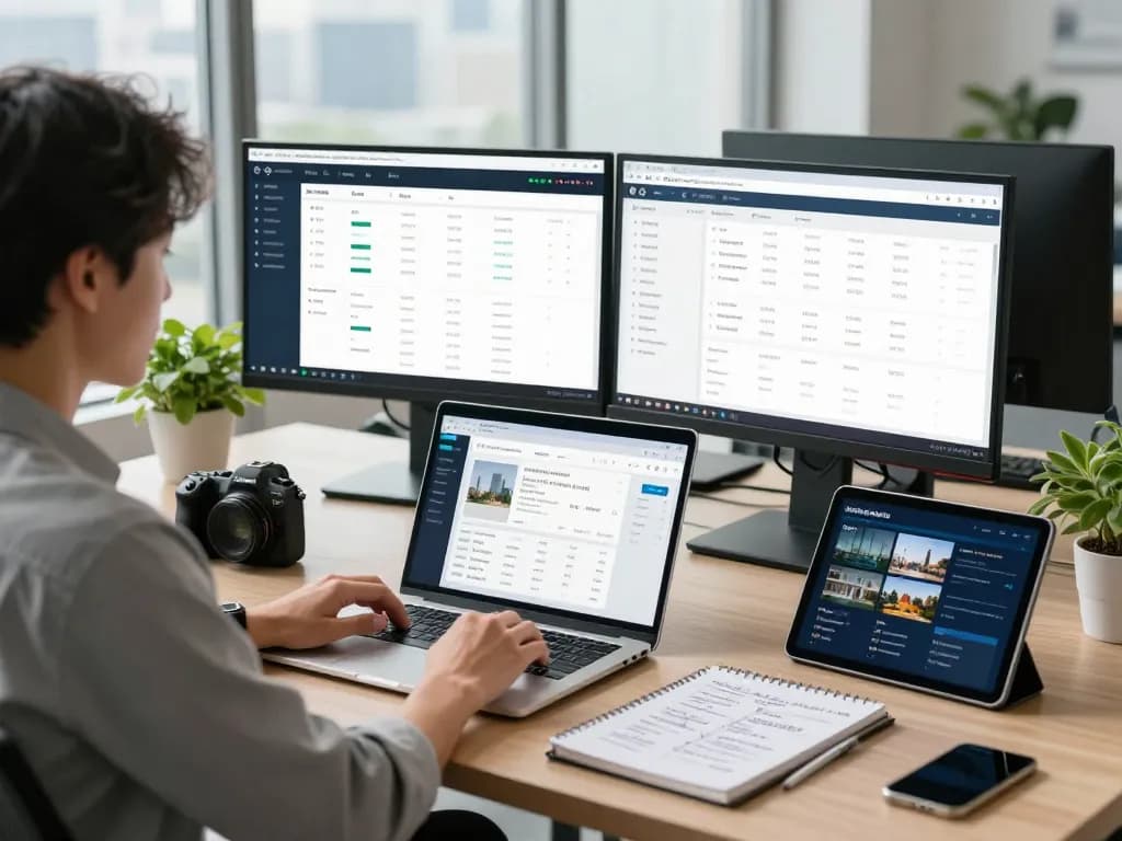 Professionnel gérant logiciel immobilier maroc dans un espace de travail moderne