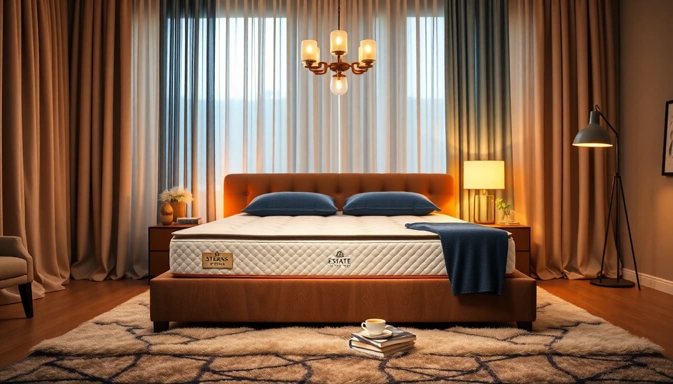 Experience relaxation with the Stearns & Foster Estate mattress in a luxurious bedroom setting.