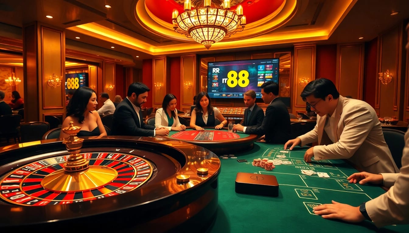 Engaged players enjoying the thrill of rr 88 casino games at a luxurious gaming table.