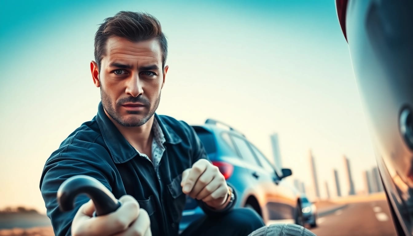 Assist with flat tire through https://trtrecoveryuae.com professional car recovery service in Dubai.