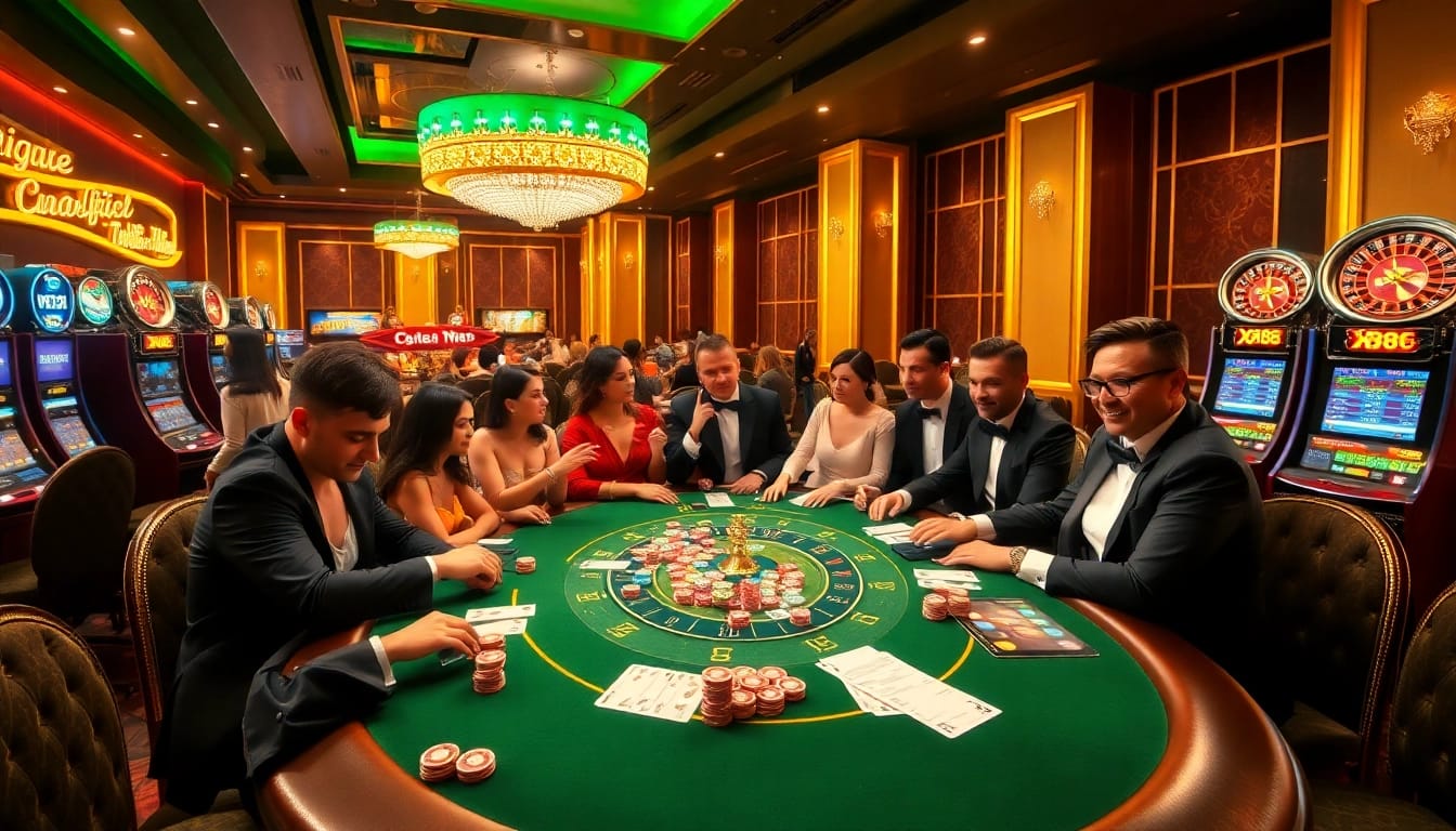 Experience excitement at the XX88 poker table with high-stakes chips and eager gamblers.