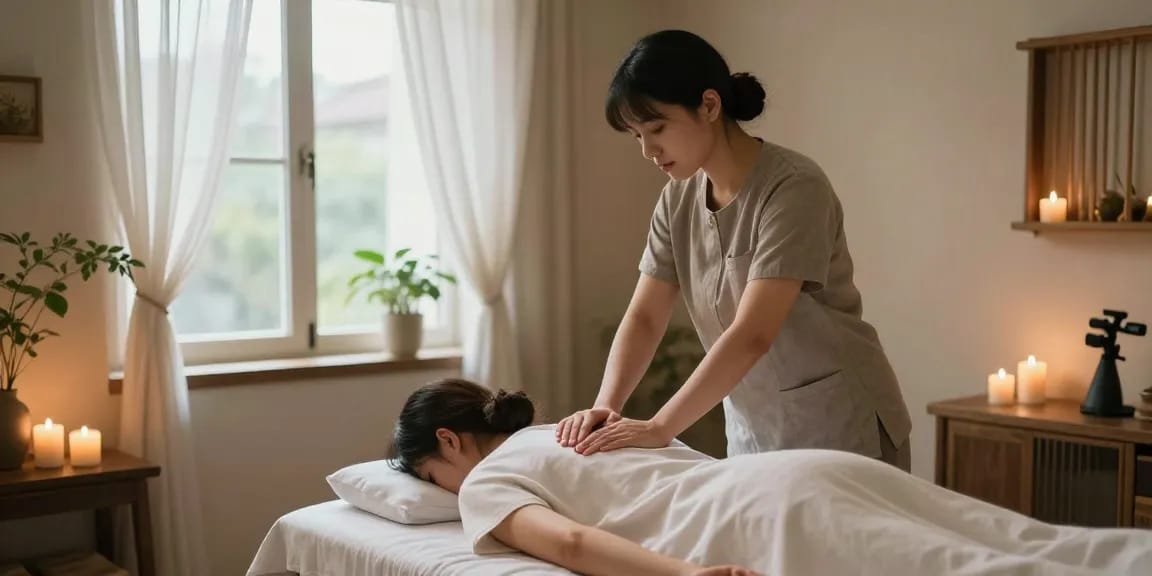 서울 지역 1인샵 마사지 중인 모습으로 편안한 분위기 조성