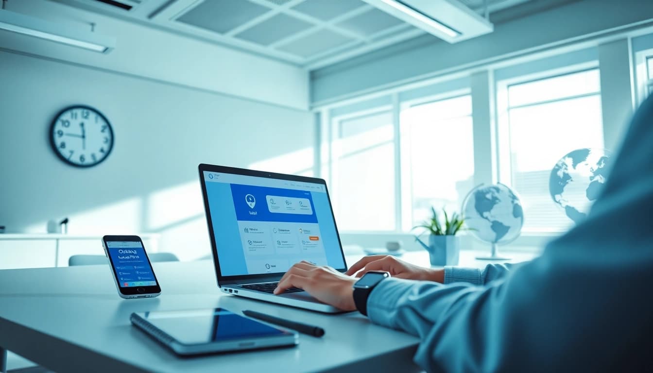 在现代办公环境中体验 QuickQ VPN 应用界面,访问 quickq官网。