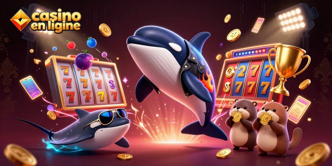 Gagnez des pièces d'or dans un casino en ligne avec des otaries, une orque et un raie.