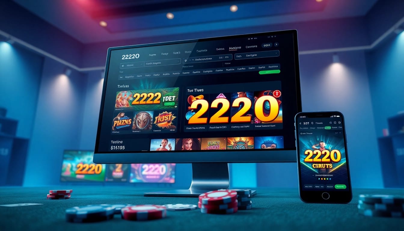 Exciting online gaming experience on 222O platform with vibrant slots and poker.