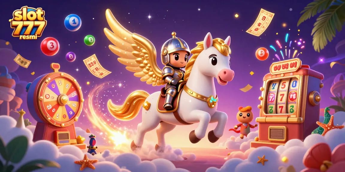 Experience dynamic slot 777 resmi action with vibrant lottery elements and a celestial theme in this engaging 3D illustration.