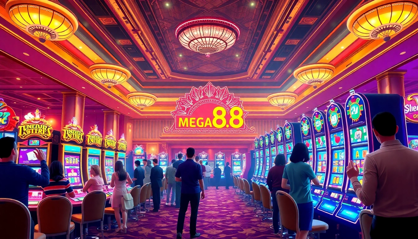 เล่น mega888slot ในบรรยากาศคาสิโนสุดหรู ด้วยเครื่องสล็อตและผู้เล่นที่ตื่นเต้น