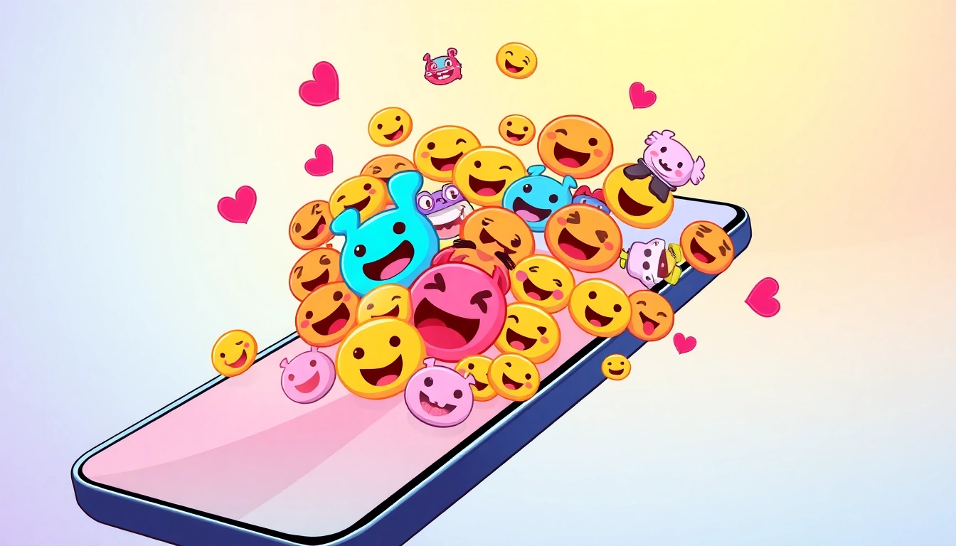 Engage with tiktok emojis creatively through this colorful smartphone illustration.