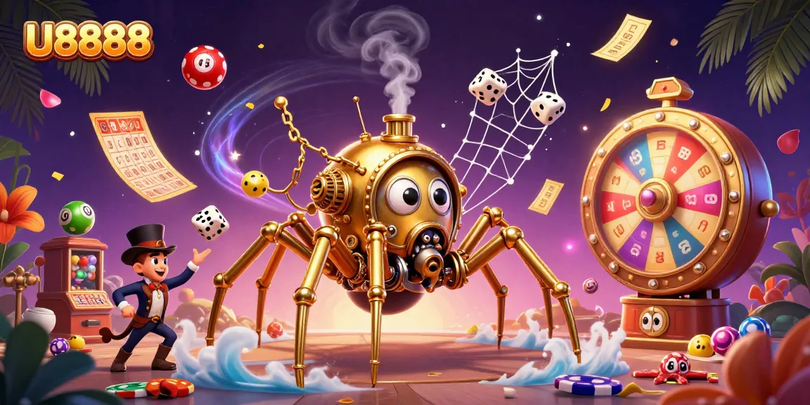 Engage with U8888 in this vibrant 3D casino illustration showcasing a unique gambling experience.