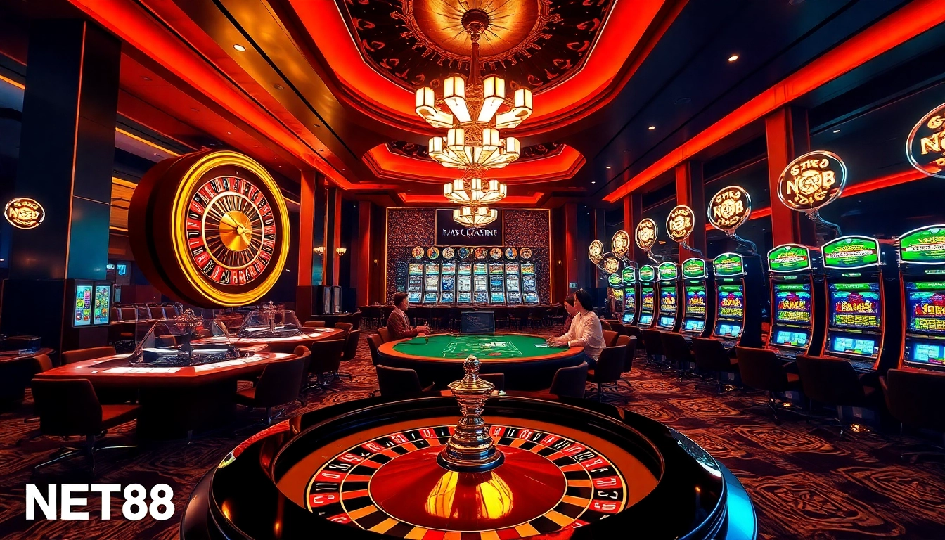 Players experiencing the thrill of winning at NET88's luxurious casino.