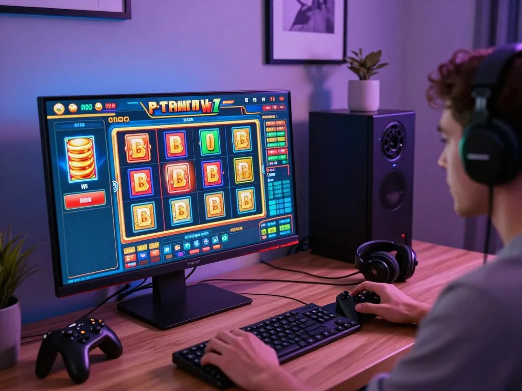 Engaging online gaming experience at home showcasing wraungtoto's colorful digital slot machines and immersive atmosphere.