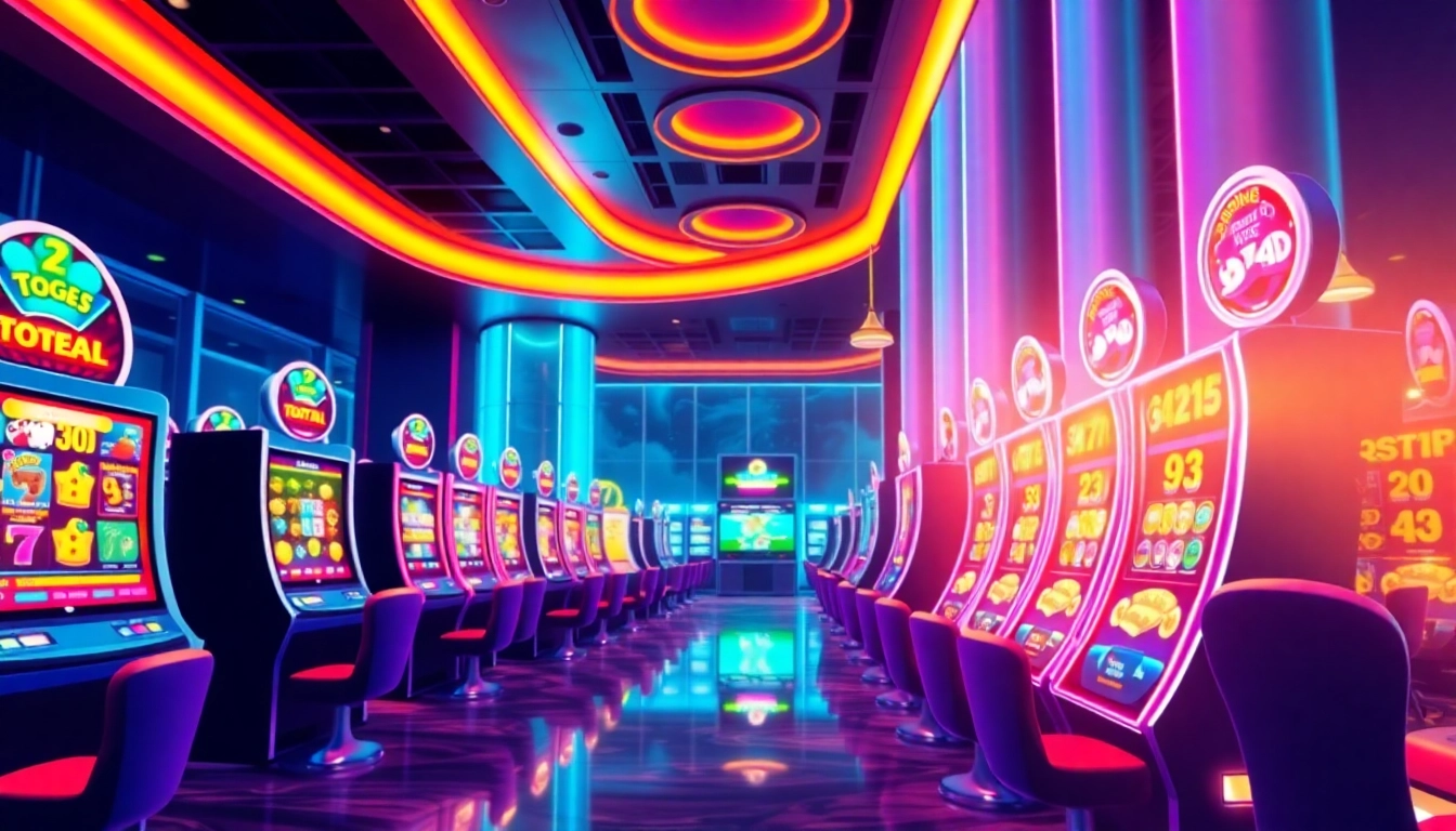 Menampilkan pengalaman bermain di lipat4d dengan slot modern dan suasana kasino yang menggembirakan.