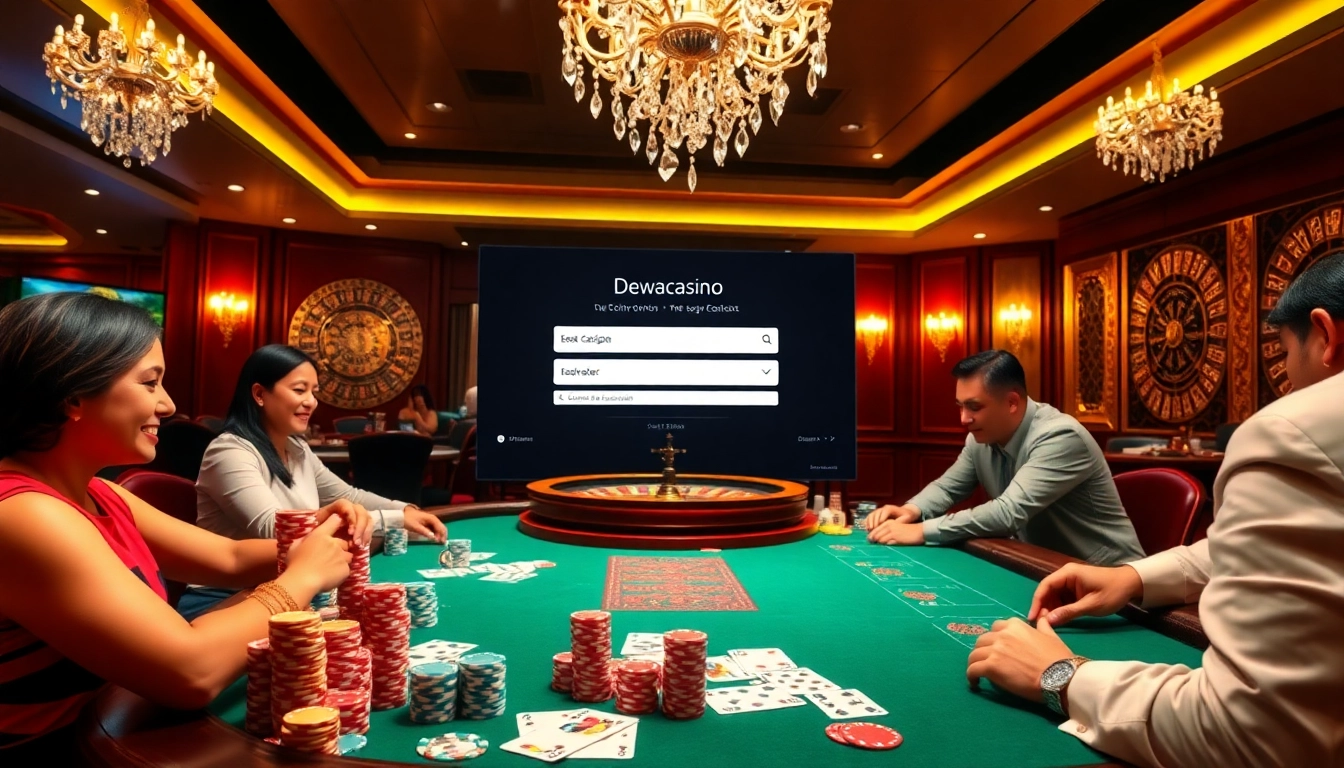 Engage in thrilling gameplay with dewacasino login showcased at a luxurious poker table.