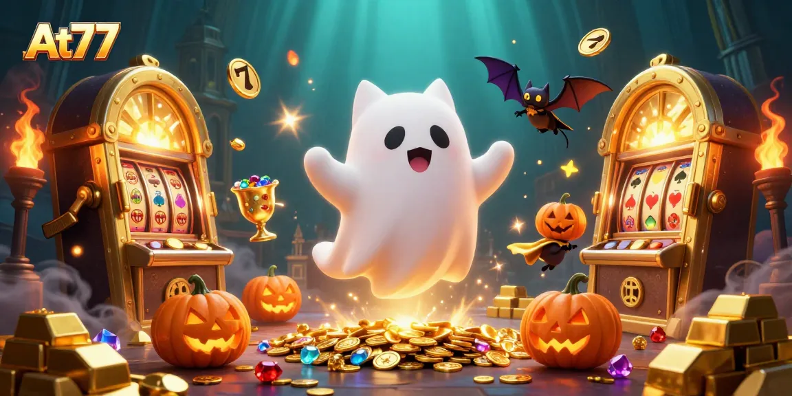 Experience virtual gaming excitement at At77 with a lively casino scene featuring thrilling slot games.