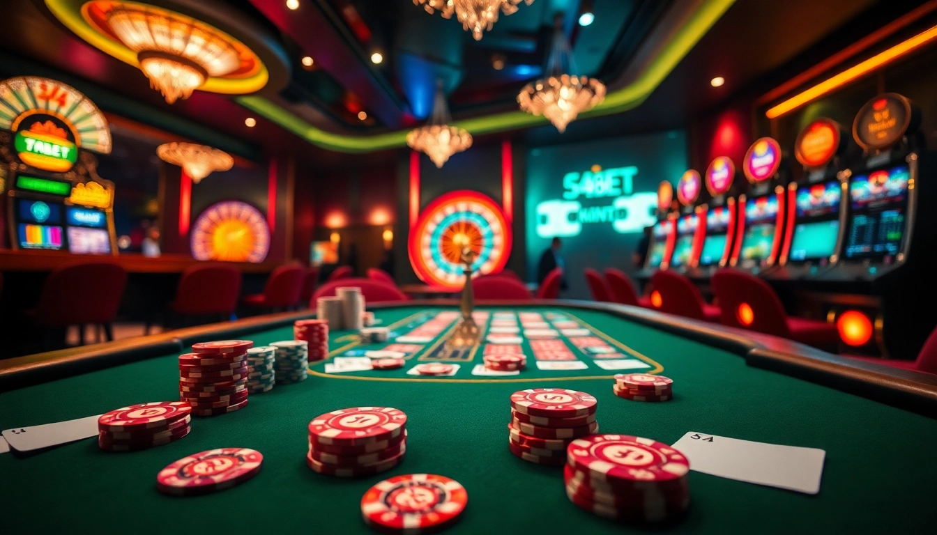 Engaging online gambling atmosphere at 54BET with vibrant casino games and excitement.