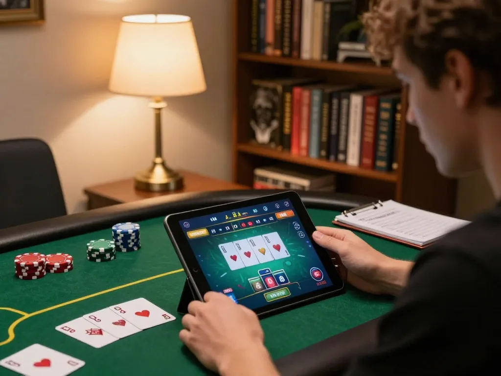 Engaging gameplay on the g28 homepage, as a player strategizes using the poker interface on their tablet