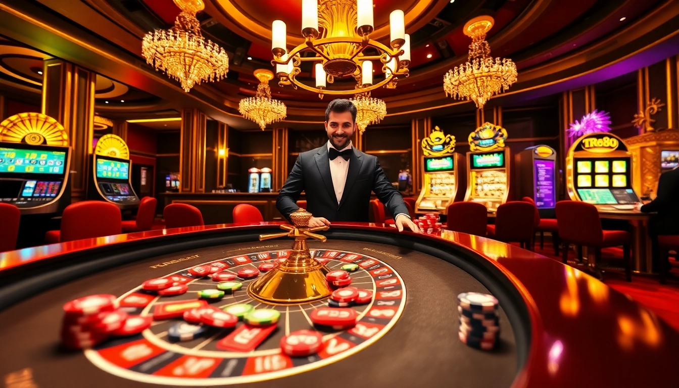 Experience the excitement of TR88 with players engaging at a luxurious casino table.