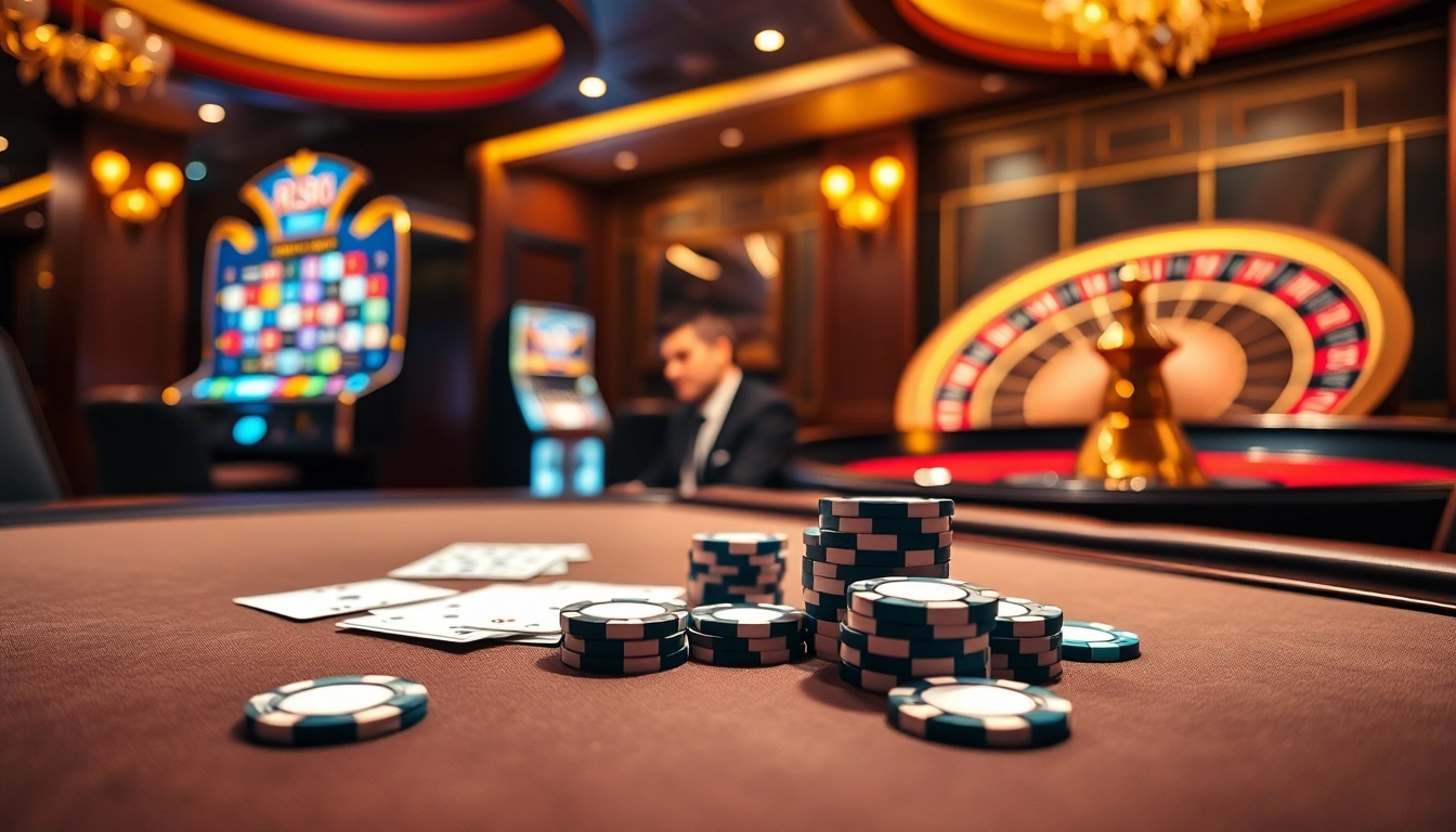 Experience the thrill of RR88 Game with vibrant poker tables and exciting casino elements.