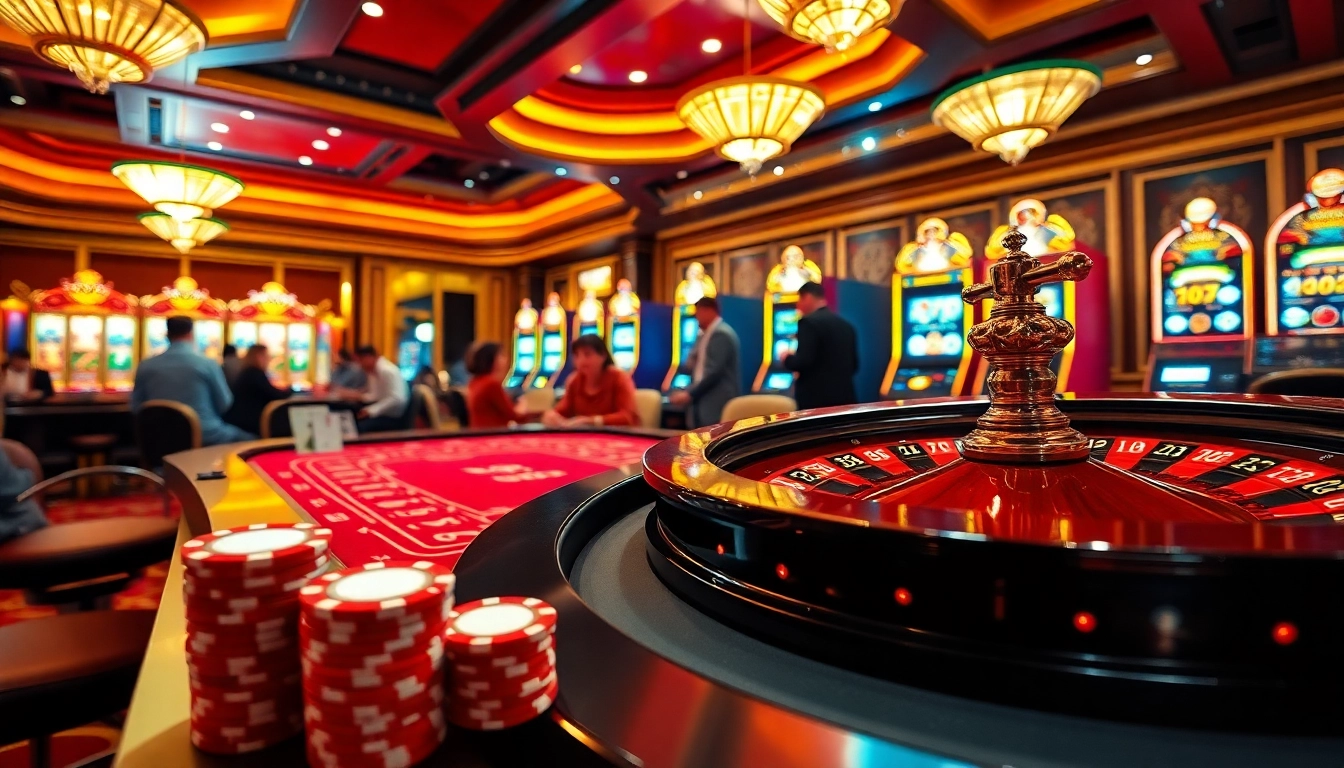 LUCKY88 gamblers engage at stylish tables, capturing the excitement of online casino thrills.