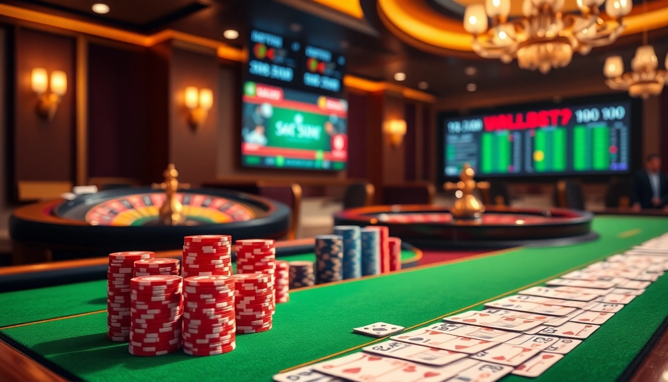Players engaging in high-stakes betting at vb88.boston with vibrant casino elements.