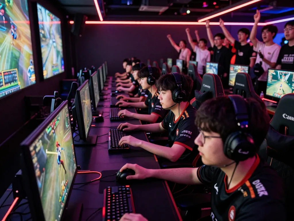 Experience intense gaming moments at okwintv esports arena, showcasing live matches and enthusiastic fans.