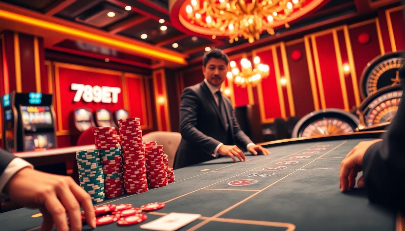 Engaging action at a 789bet poker table with vibrant chips and players.