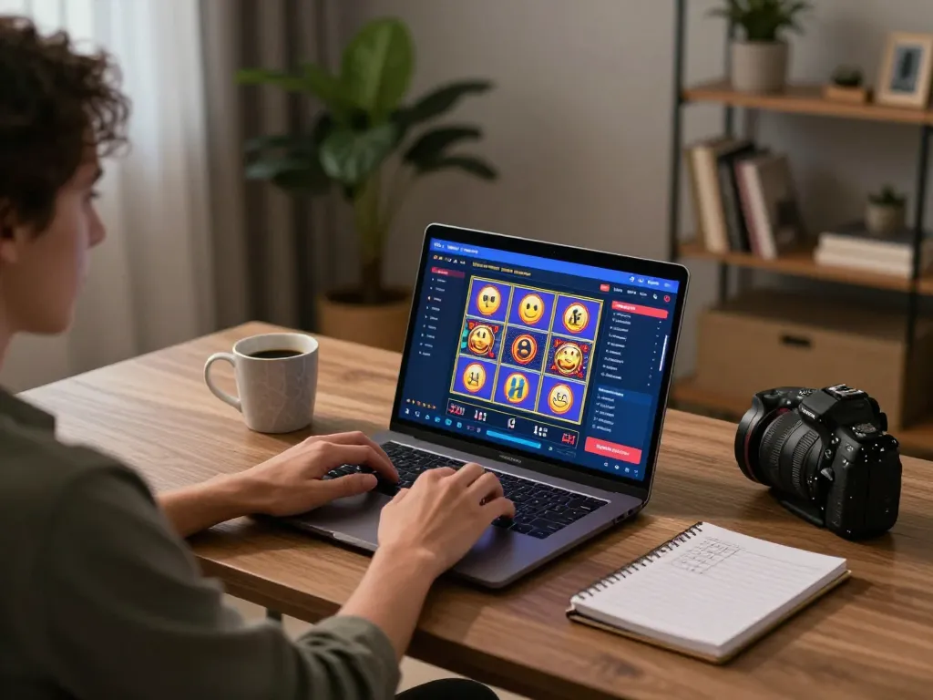 KONG88 player enjoying competitive online slots from a stylish home setup, emphasizing strategic gaming management.