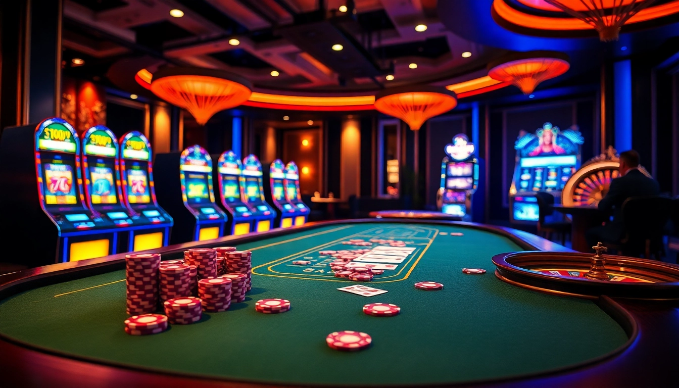 Experience thrilling gameplay at amanahtoto with vibrant casino tables and exciting slot machines.