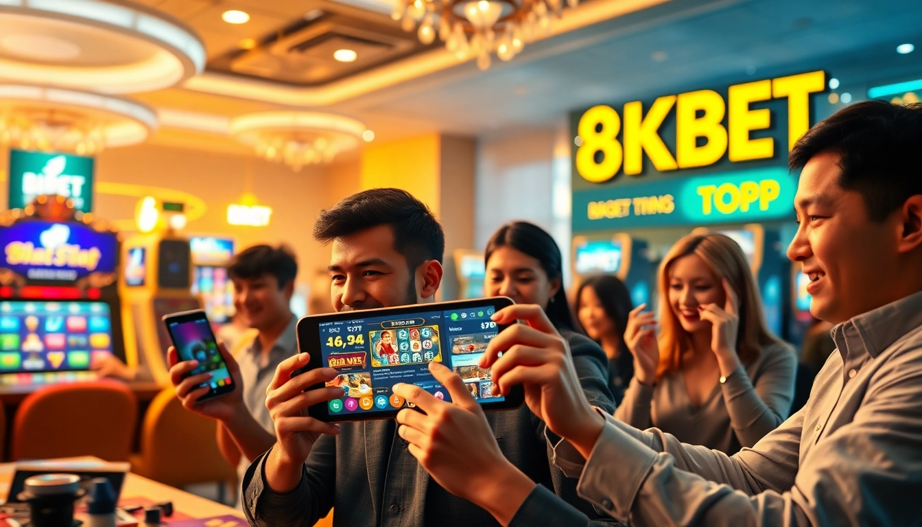 8KBET TOP - Exciting online gaming scene showcasing modern casino interface and players.