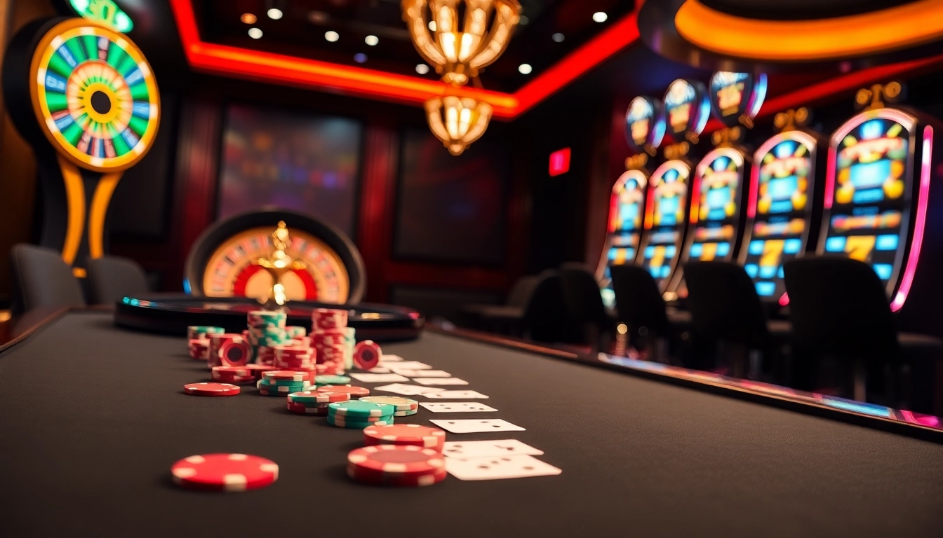 Engaging casino atmosphere at PS 99 showcasing poker action with chips and cards.