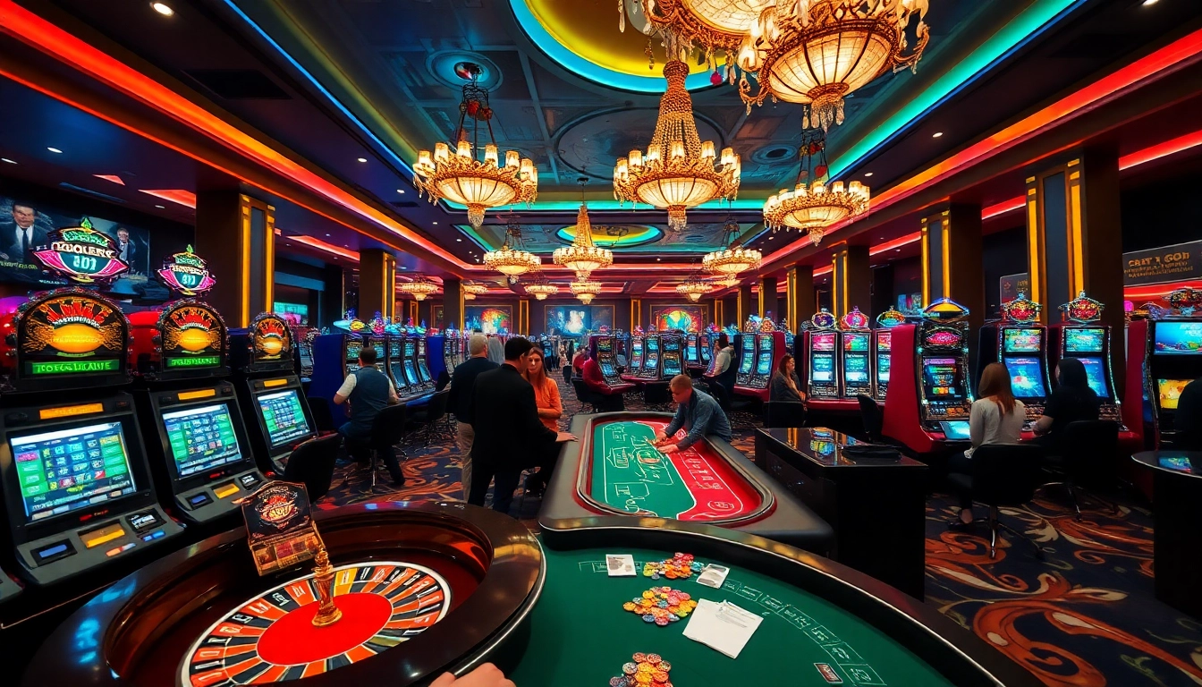 Engaging in high-stakes games at 68VIP's luxurious casino floor with vibrant action.