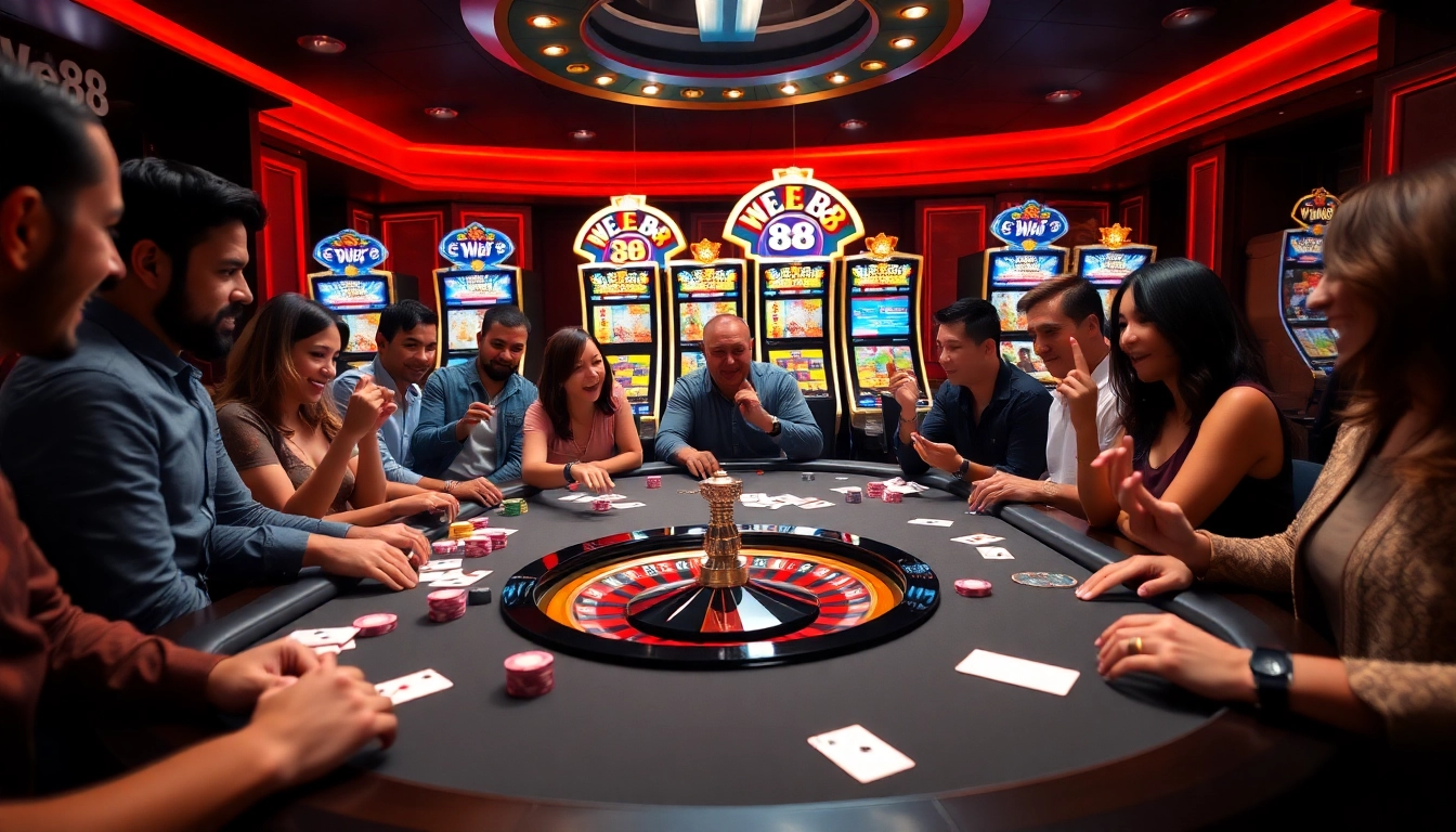 Experience the excitement of gambling at WE88 with vibrant casino games and joyful players.