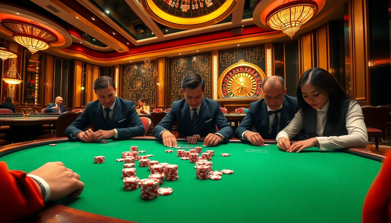 Experience the thrill at 68VIP with a luxurious poker table and vibrant chips in action.
