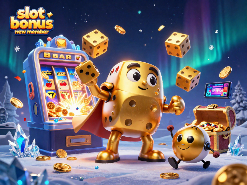 Explore the vibrant world of slot bonus new member with a dynamic, casino-themed illustration.