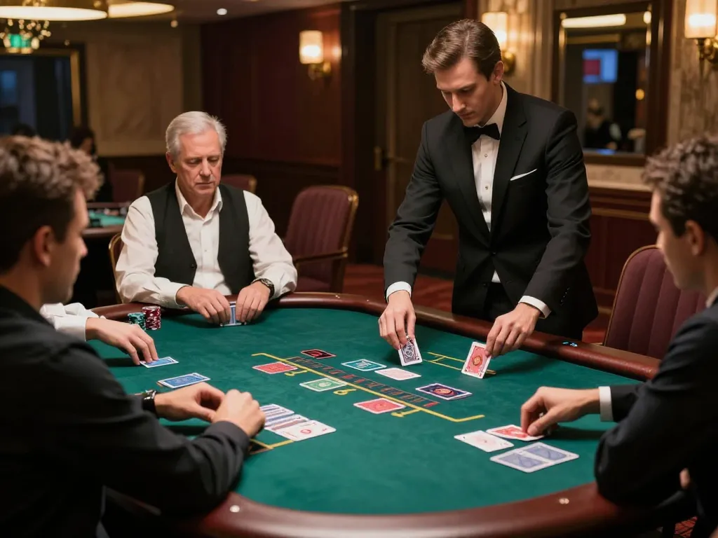 CM88 COM blackjack table scene with players making strategic bets in an upscale casino setting