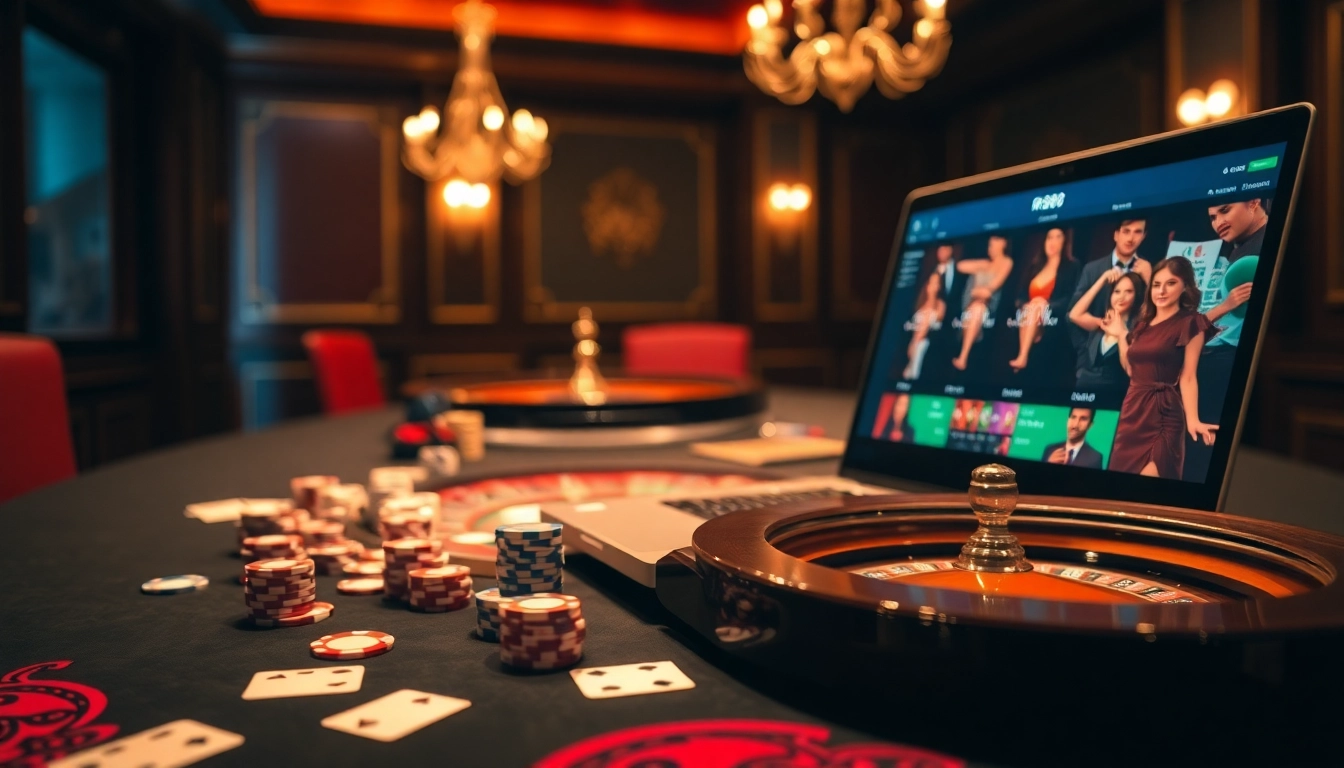 Experience rr88 đăng nhập with a vibrant casino table scene, showcasing poker chips and cards.