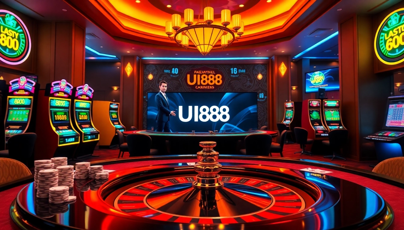 UU88 online gambling scene showcasing luxury and excitement with casino elements.