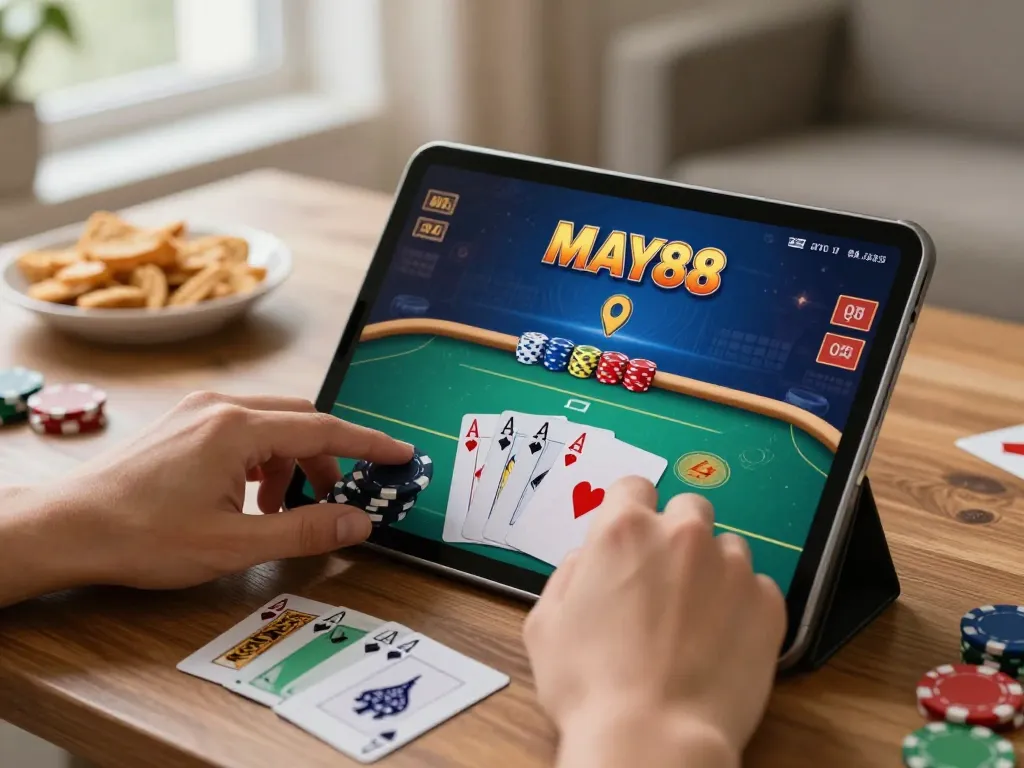 MAY88 online poker strategy in action with dynamic gameplay and cozy ambiance